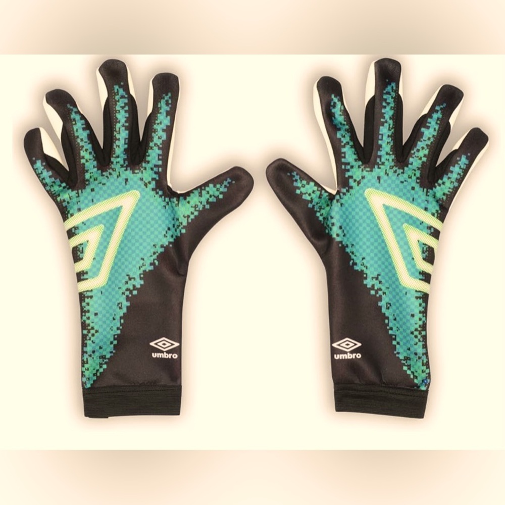 Umbro - Junior Neo League Goalkeeper Gloves, Black/White/Teal. Size 5.  - Picture 1 of 4